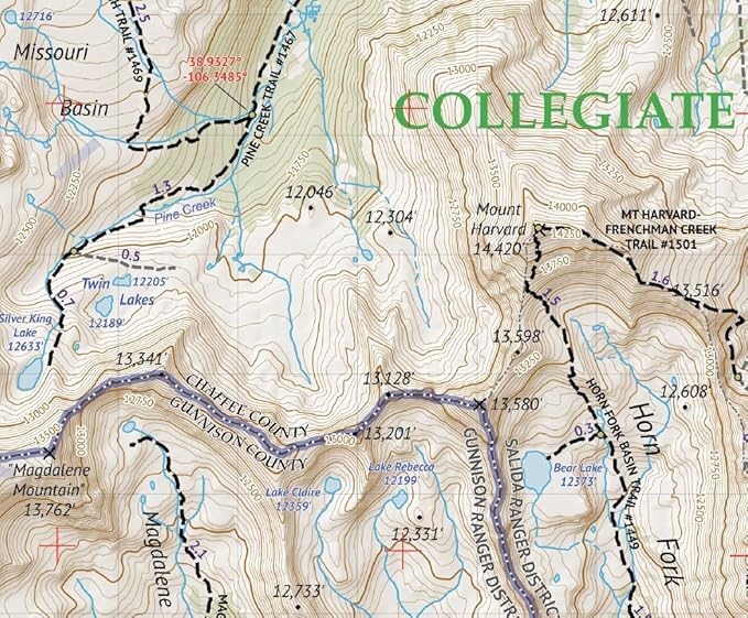 Collegiate Peaks Wilderness - Colorado Topographic Hiking Map (2018)