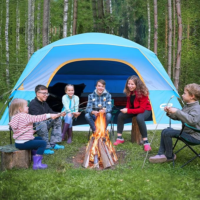 CAMPROS CP Tents for Camping 4 Person Tent Waterproof Windproof Double Layer Camping Tent, Easy Setup Dome Tent with Large Mesh Windows & Wider Door for Outdoor Camping & Hiking