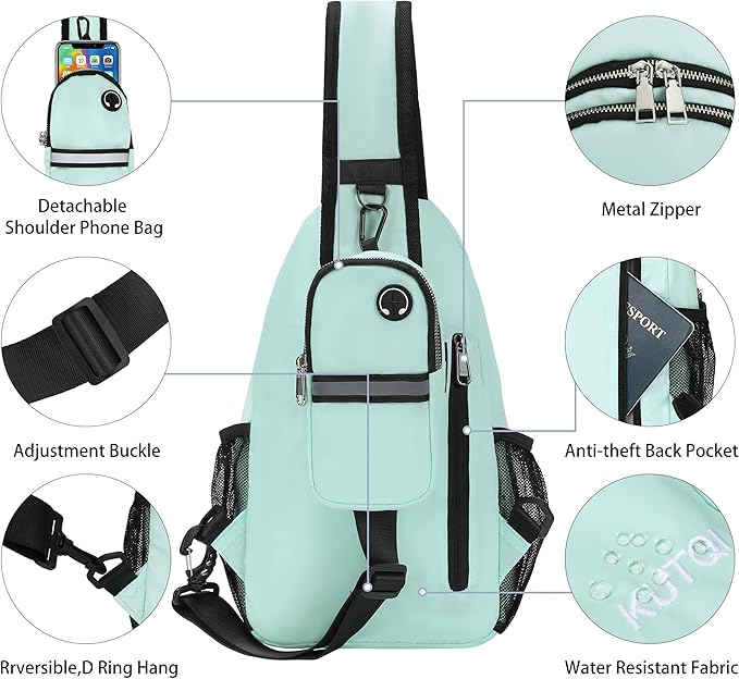 Sling Backpack Crossbody Sling Bag for Women Men Multipurpose Travel Essentials Hiking Chest Bag Daypack