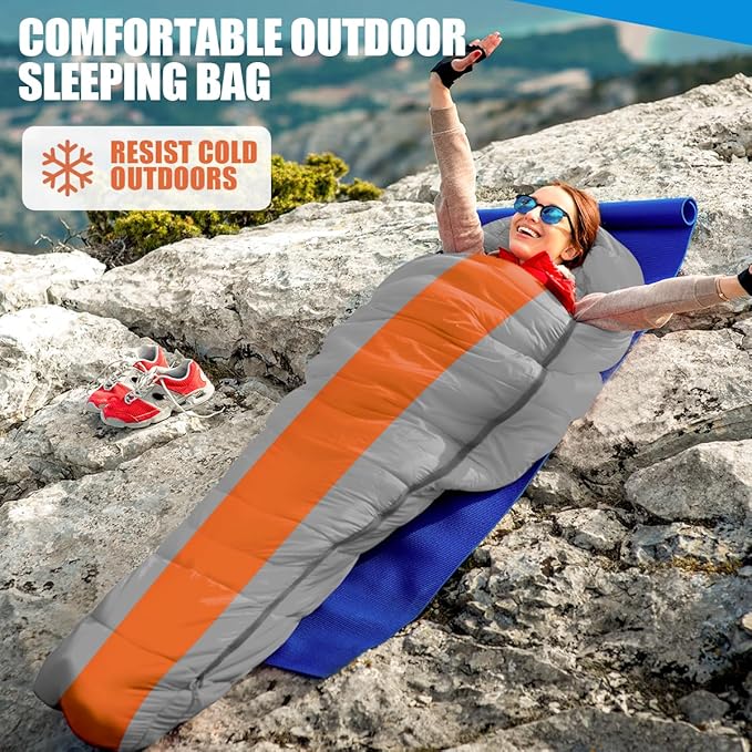 OBTANIM Sleeping Bags Portable Waterproof Camping Sleeping Bag for Adults Kids 4 Seasons Cold Weather or Warm Backpacking Hiking Mountaineering Indoor Outdoor Use
