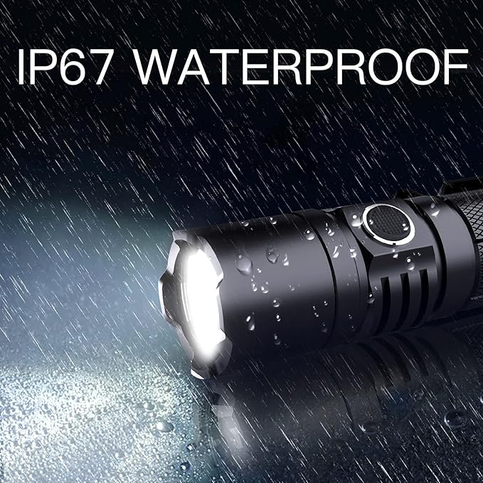 High Power LED Flashlight USB C Rechargeable, 1600 Lumen Tactical Flashlight IP65 Waterproof Handheld Flashlight for Emergency,Police Law Enforcement,Hunting,Camping,Hiking