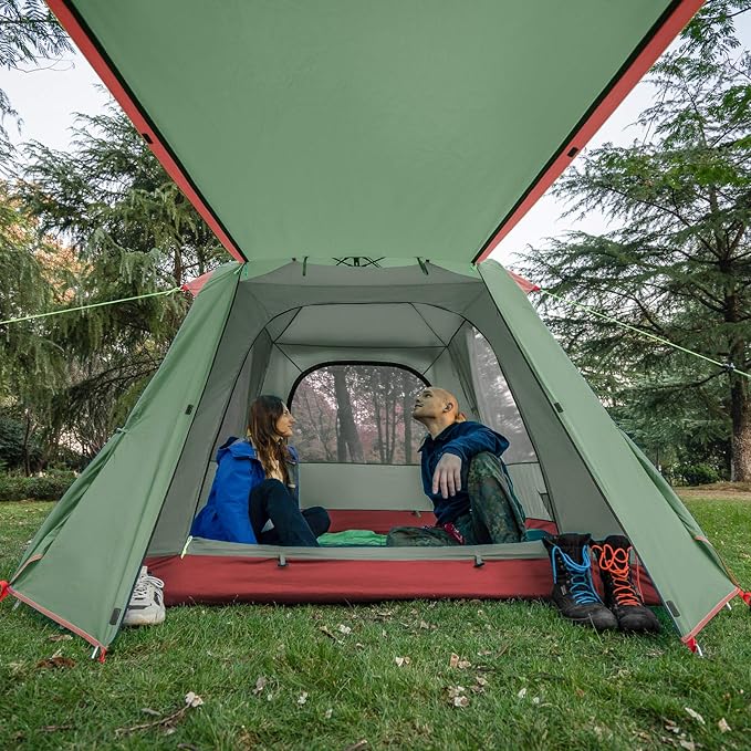 KAZOO Camping Tents 3 Person Waterproof Instant Tents 3 People Cabin Tent Easy Setup with Sun Shade Automatic Aluminum Pole