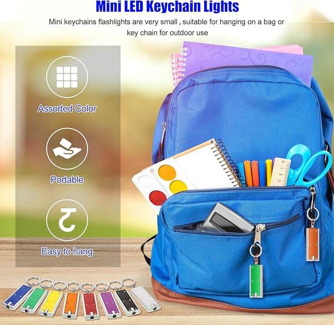16 Pieces Mini Keychain LED Lights Keychains Flashlight Assorted Color Ultra Bright Flashlight Portable Key Chain Flash Light Torch Key Ring Powerful Keychain Lights for Outdoor Camping Activity