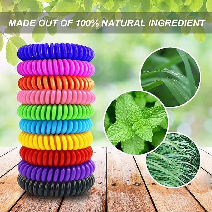 40 Pack Mosquito Repellent Bracelets, Individually Wrapped DEET-Free Insect & Bug Repellent Wrist Bands for Kids & Adults Outdoor Camping Fishing Traveling