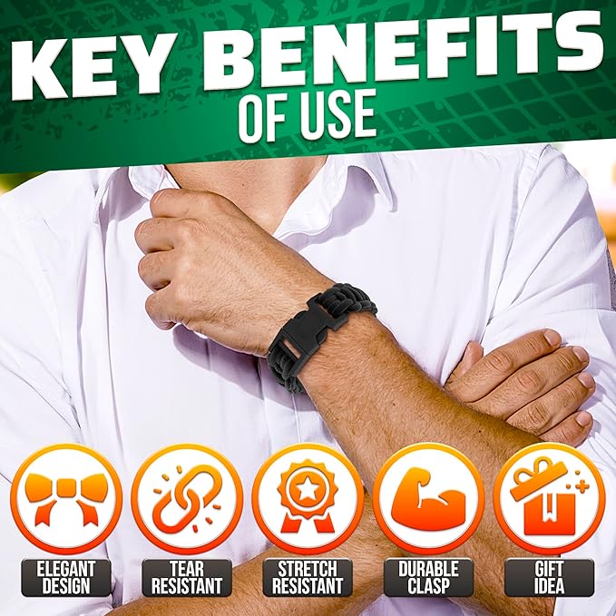 NADOBA Tactical Paracord Bracelets for Men - Elegant Design, Easy to Carry, Durable, Sturdy, Good for Gifting - Paracord Bracelet for Hiking, Camping, Traveling, Fishing, Hunting