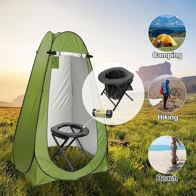 BLIKA Portable Toilet for Camping, 300LBS Weight Capacity Portable Camping Toilet, Folding Toilet with Removable Plastic Ring and Toilet Bags, Travel Toilet Car Toilet for Camping, Travel & Emergency