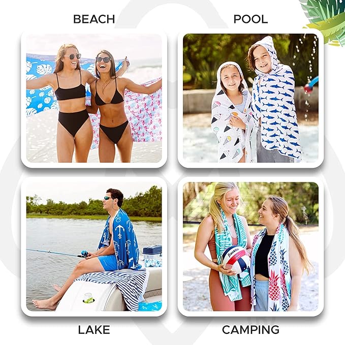 Luv Bug Kids UPF Pool/Beach Towel with Hood, Sunscreen Towel, UV Protection, UPF 50+, Sand Free Absorbent & Quick Dry Swimming Towel for Beaches, Camping, & Travel (30.5" x 40.5", Oars)