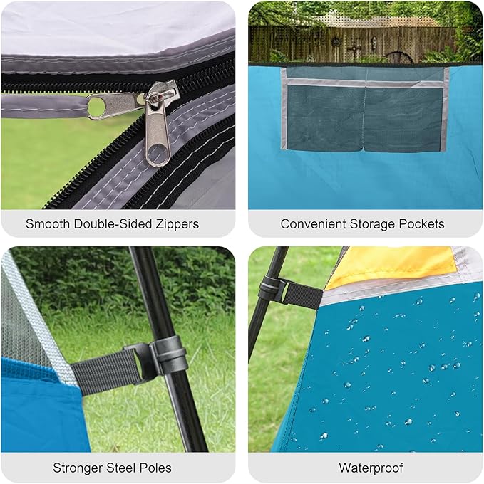 CAMPROS CP Tents for Camping 4 Person Tent Waterproof Windproof Double Layer Camping Tent, Easy Setup Dome Tent with Large Mesh Windows & Wider Door for Outdoor Camping & Hiking