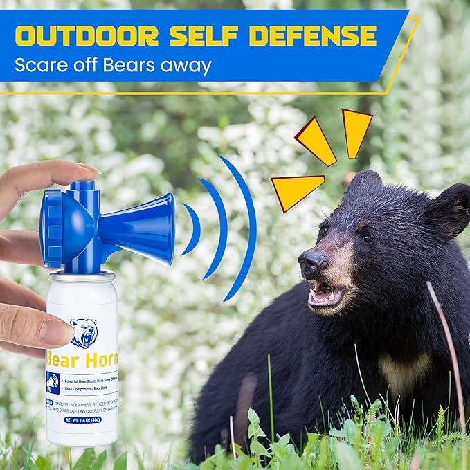 1 Pack 1.4oz Bear Horn Self Defense, Loud Air Horn for Bears, 120dB Heard up to 1/2 Mile Away, Air Horns for Safety for Wild Animals, Bear Alarm Scare Bears, Ideal for Hiking