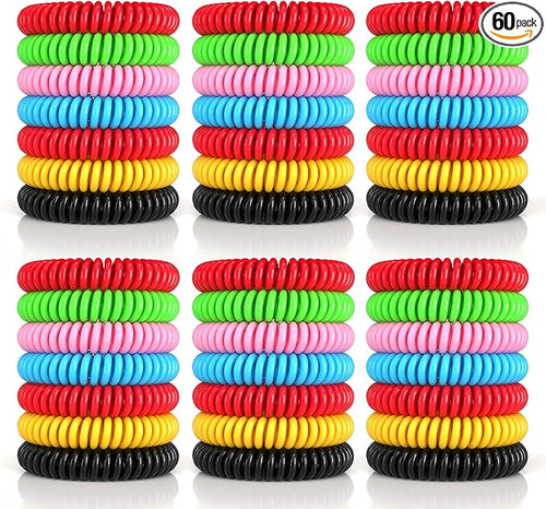 60 Pack Mosquito Repellent Bracelets, DEET-Free Mosquito Bands for Adults & Kids, Individually Wrapped Repellent Wristbands, Camping Travel Beach Essentials