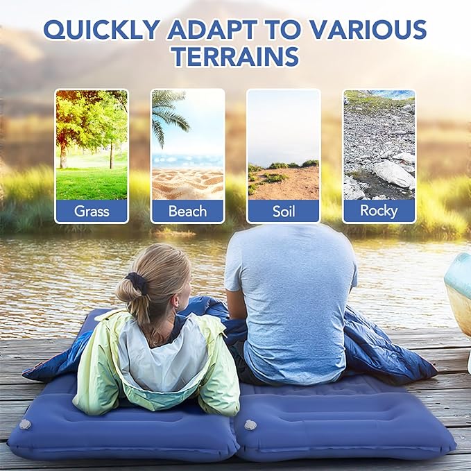 TOMSHOO Sleeping Pad, Ultralight Camping Mat Inflatable Sleeping Mat 77''X28'' Camping Mattress with Pillow Built-in Foot Pump with 2 Carabiners for Camping, Hiking, Travel, Tent