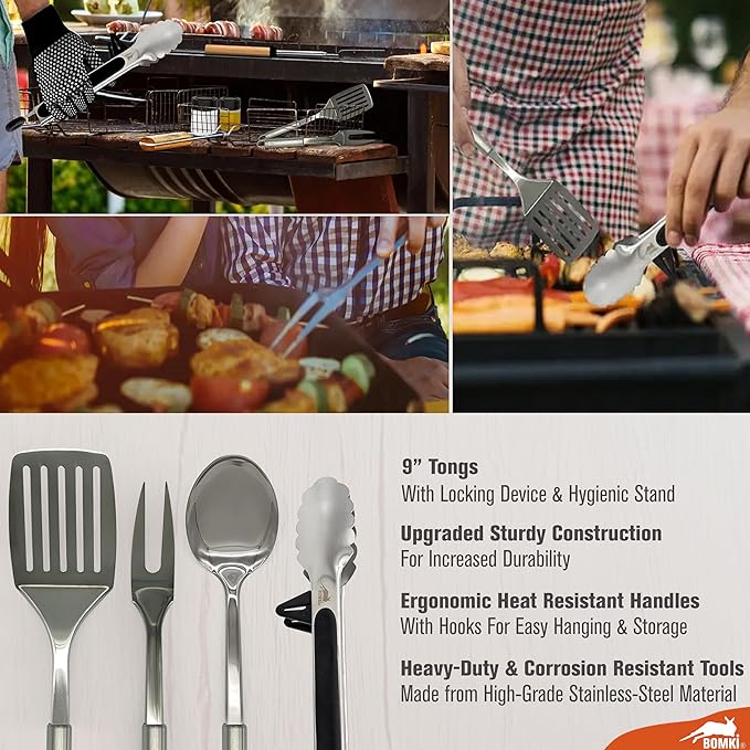 BOMKI Grilling & Camping Cookware - BBQ & Camp Cooking Set, Green Pro