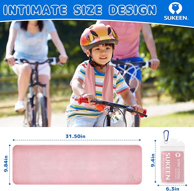 Sukeen Mini Cooling Towel(31 "x9),Kids Cooling Towel,Ice Towel,Soft Breathable Chilly Towel,Microfiber Towel for Boys and Girls Shool,Sport,Running,Camping,Fitness,Parent-Child Activities,ect.