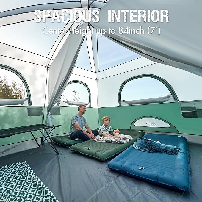 PORTAL 6 | 8 | 10 Person Family Camping Tent with Porch, Big Family Camping Tent with Tall Height, Good Ventilation, Water Resitant Large Tent for Outdoor Camping, Backyard
