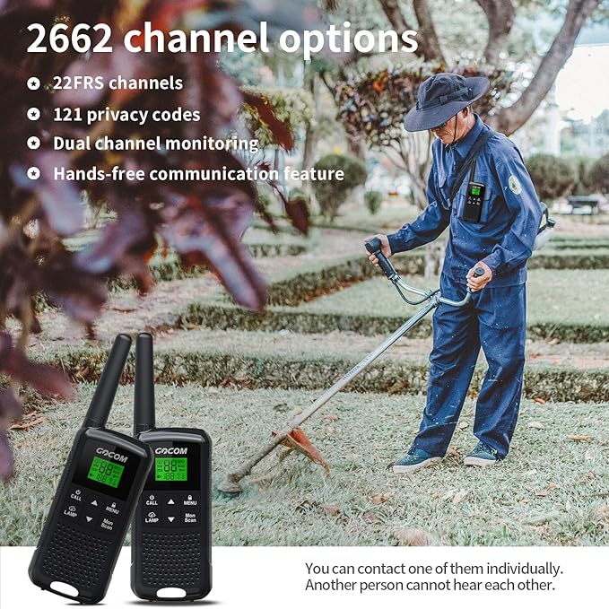 G200 Family Radio Service (FRS) Walkie Talkies for Adults, Long Range Two Way Radios Rechargeable 22 CH NOAA VOX Scan Flashlight Frequency Range:462.55-462.725MHz,467.5625-467.7125MHz UHF
