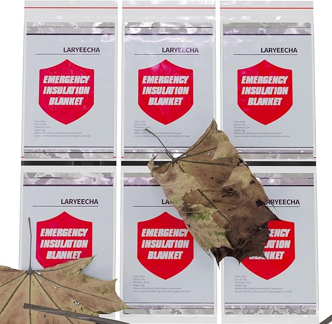 Emergency Blankets for Foil Blanket x6 Pack, Mylar Blankets, Space Blanket,Thermal Blankets Emergency Supplies Car Aluminum Blanket Camping Shelter for Survival Kits