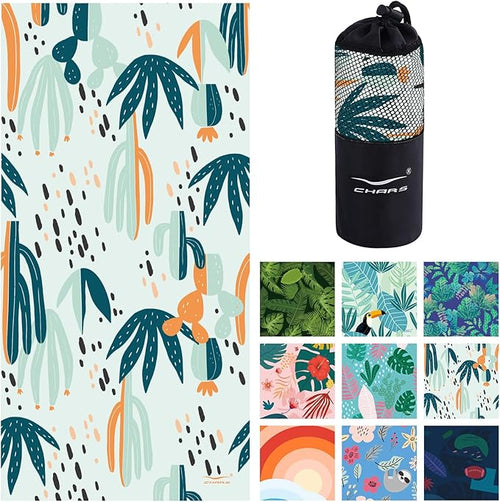 CHARS Microfiber Quick Drying Beach Towel Super Absorbent & Sand Free Towel for Kids Teens Adults Travel Gym Camping Pool Yoga Outdoor and Picnic(63"×31"/63"×39")