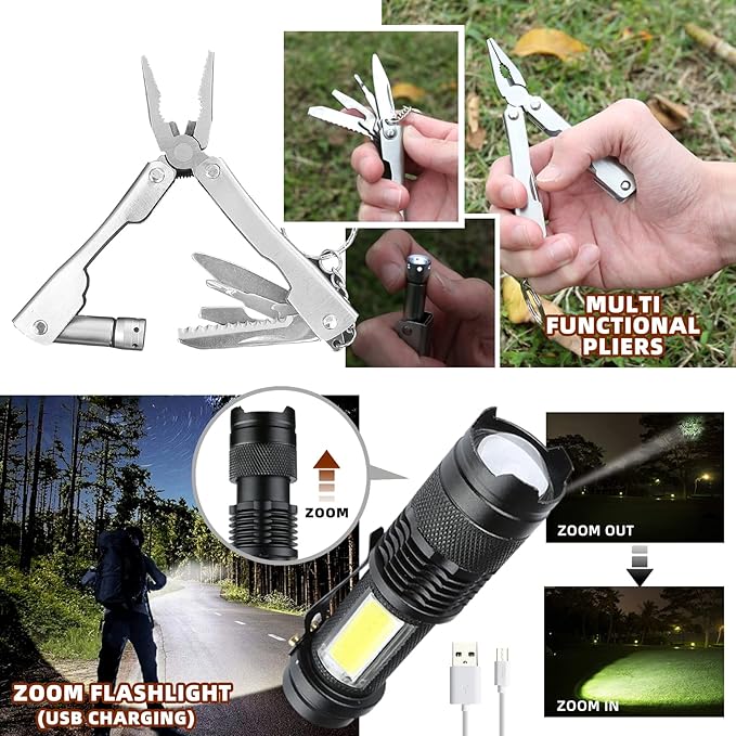 Survival Kit 25 in 1,Gifts for Men Dad Husband Teenage Boy,Survival Gear Tool Cool Gadgets Emergency Survival Gear and Family Hiking Camping Adventure Equipment