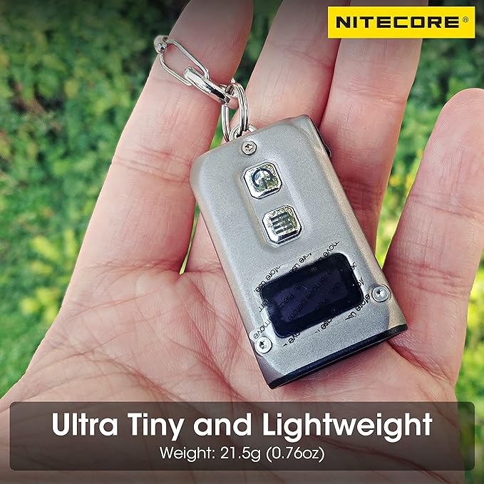 Nitecore TINI 2 Ti Titanium 500 Lumen Rechargeable EDC Keychain Flashlight with Retractable Keychain