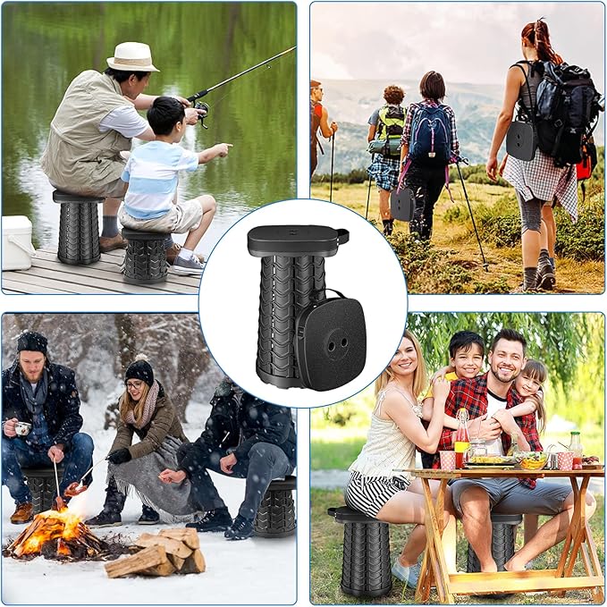 2 Pack Collapsible Stool - Portable Folding Stool for Adults, Lightweight Yet Sturdy 400lbs Capacity for Camping Fishing Hiking Outdoor