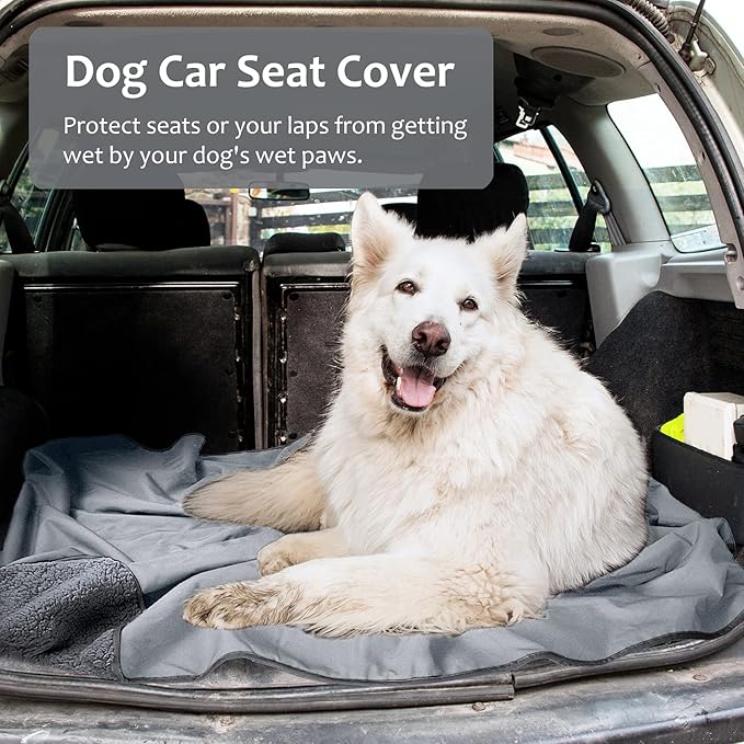 Tirrinia Outdoors Waterproof Throw Blanket, 51”x 59” Sherpa Fleece Stadium Windproof Mat for Boat, Traveling, Camping, Hiking, Football - Machine Washable, Light Grey