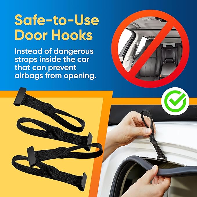Car Roof Bag - Car Rooftop Cargo Carrier Bag – 19 Cubic Ft Waterproof Roof Rack Cargo Carrier, Includes Anti-Slip Mat, 4 Door Hooks, Reinforced Zipper/Buckle, with or Without Rack