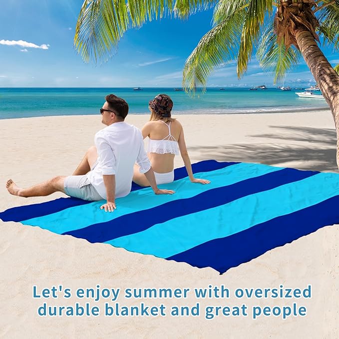 BYDOLL Beach Blanket Waterproof Sandproof 78''×81'' Suits1-4 Adults Compact Lightweight Oversized Sand-Free Blanket Large Picnic Mat for Beach Travel Camping Hiking