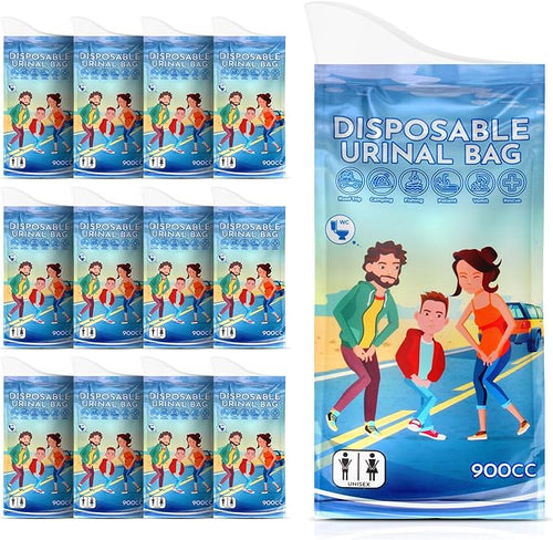 Owfeel 12 Pack Disposable Urine Bags, 900ml Unisex Portable Urine Bags for Camping, Disposable Urinals Vomit Bags for Traffic Jams Camping Hiking for Men Women Kids Patient
