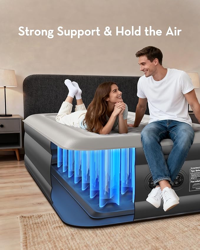 OhGeni Twin Air Mattress with Built in Pump, Blow up Mattresses, 18" Raised Blow Up Colchones Inflables Airbed for Guests & Home, Ideal for Home Use and Outdoor Camping