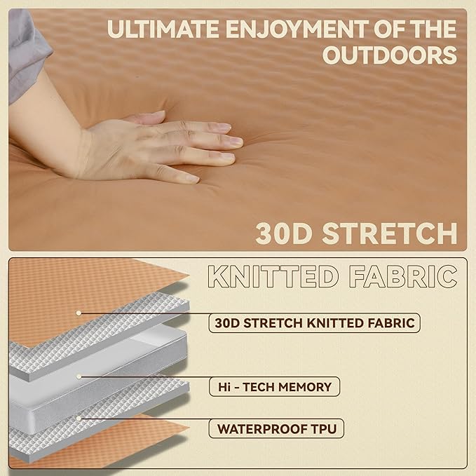 UPWELL Self Inflating Sleeping Pad 4.5" Thickness Camping Mattress with Solid Foam Portable Fast Inflation for Outdoor Single Sleeping Mat Portable Roll Up Bed Brown&Black