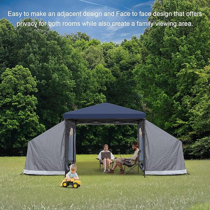 KAMPKEEPER Side Tent,Camping Tent for 10' x 10' Pop Up Canopy, Easy Set Up Gazebo,Compatible with 10' Wide Canopy Tents(Grey)