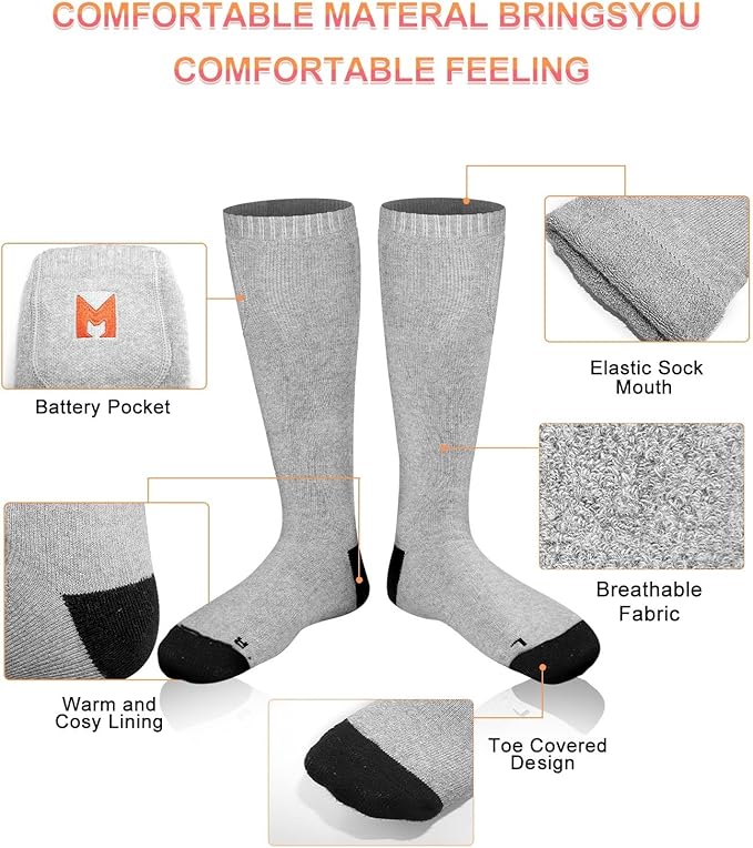 Heated Socks, Heated Socks for Men, Electric Heating Socks, Battery Heated Socks for Women Camping Fishing Cycling Skiing Hunting Hiking