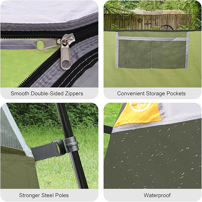 CAMPROS CP Tents for Camping 4 Person Tent Waterproof Windproof Double Layer Camping Tent, Easy Setup Dome Tent with Large Mesh Windows & Wider Door for Outdoor Camping & Hiking