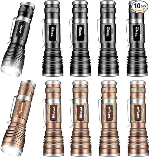 LED Tactical Flashlight Bright,3Modes High Lumens,Zoomable,Everyday Small Flashlights Powerful for Camping Accessory,Emergency,Only Flashlights(10 Pack)