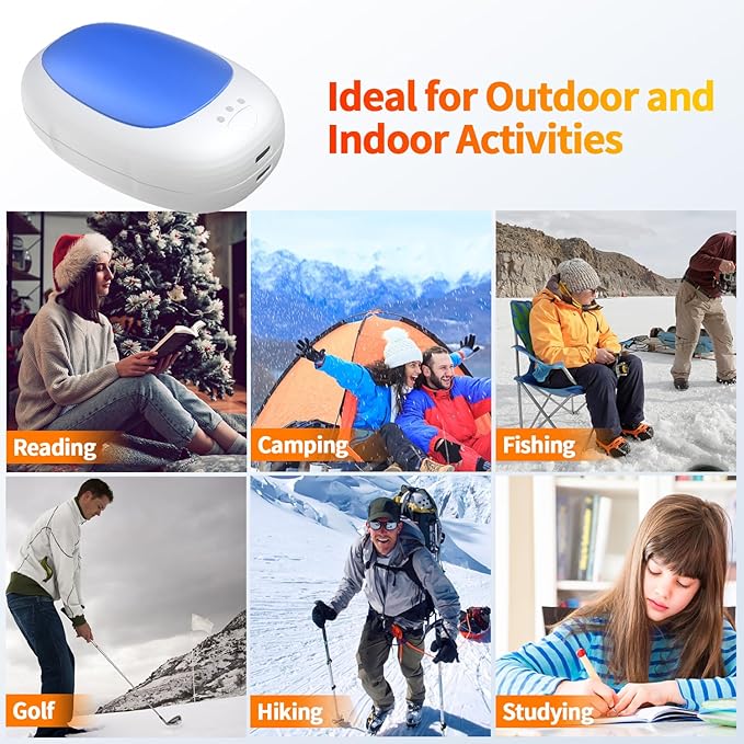 Hand Warmers Rechargeable 2 Pack, Electric Hand Warmer Reusable 4000mAh USB Portable Pocket Warmer, 10 Hrs Lasting Hand Heater for Camping Hiking Hunting Golf Ideal Warm Gift for Women Men