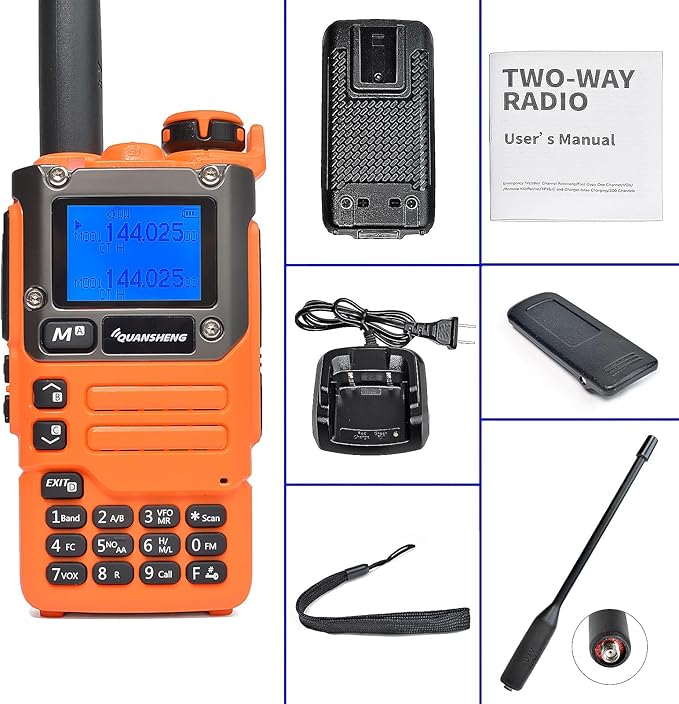 Quansheng UV-K5(8) Multifunction UHF/VHF 5W Handheld Two Way Radio, AM/FM/DTMF NOAA Weather Alarm Ham Radio for Hiking Camping Trip, Chirp Compatible, Support Firmware Updates, Emergency Alarm