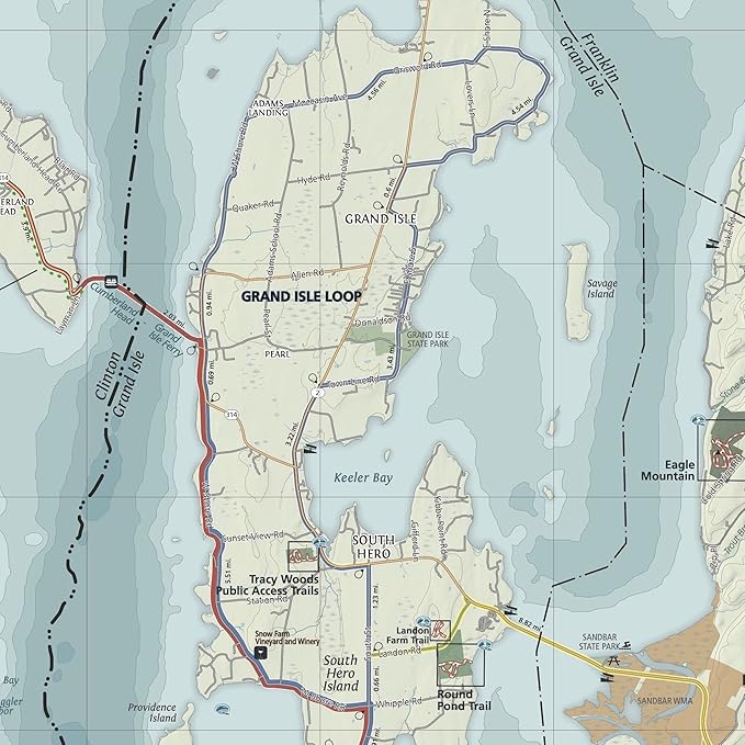Burlington Vermont Outdoor Adventure Map | Burlington Hiking Map | Hiking trails of Shelburne, VT and Essex, NY | Durable, Waterproof & Tear Resistant