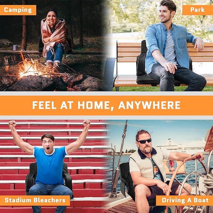 ACELETIQS Stadium Seats for Bleachers with Back Support – USB Battery Included - Upgraded 3 Levels of Heat - Foldable Chair - Cushioned, 4 Pockets, Cup Holder - Camping, Games (Double Heated 26")