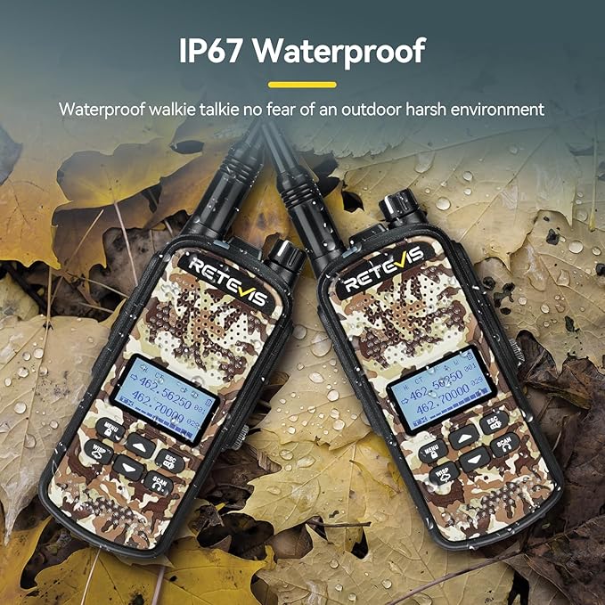 Retevis EZTalk 2 GMRS Two Way Radio, Walkie Talkie for Adults with Headsets, IP67 Waterproof Walkie Talkies, 2200mAh, Whisper, NOAA, Long Range Hunting Radios, 2 Way Radio for Hunting 2 Pcs