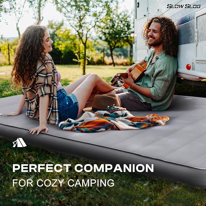 Self-Inflating Sleeping Pad with Portable Electric Pump 4in Thick Memory Foam Camping Mattress for Tent Cot & Car Travel, Fast Inflate & Deflate Camping Pad, Gray