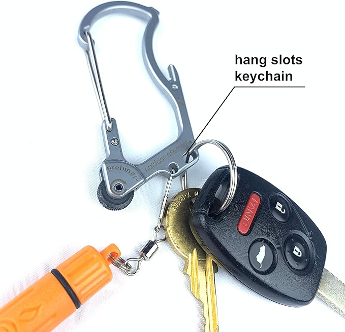 Firebiner 6-in-1 Fire-Starting Carabiner EDC Emergency Multitool -Keychain,Utility Blade,Bottle Opener,& More