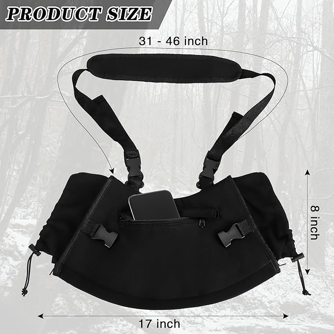 Hand Warming Pouch, Hunting Black Hand Warming Muff Hunting Hand Warmer Pouch Fanny Pack Water Resistant Windproof Insulated Hand Waist Muffs Warmers Gloves, Durable Oxford Fleece for Hiking Camping