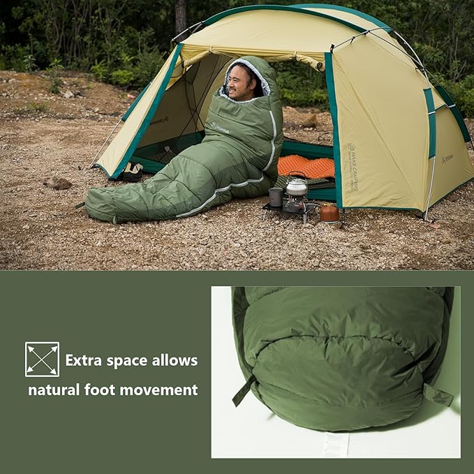 BISINNA Mummy Sleeping Bag for Adults 14-41℉ Cold Weather Camping Sleeping Bags with Compression Sack for Backpacking Hiking Traveling