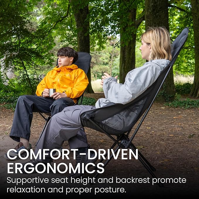 TSE HC100 Camping Chair, 3.36lbs Lightweight Folding Chair with Cup Holder, Portable and Easy to Carry for Camping, Beach, Hiking, Urbain, Festival or Garden (Black)