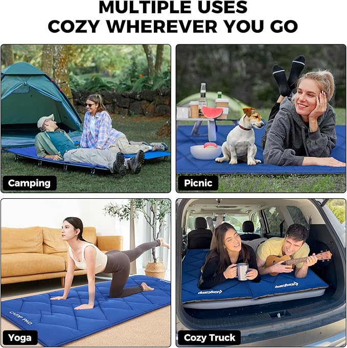 KingCamp Cot Pad Topper for Camping, Soft Warm Non-Slip Cot Mattress, Comfortable Lightweight Sleeping Mat for Outdoor & Indoor, Picnic, Hiking, Backpacking, Yoga