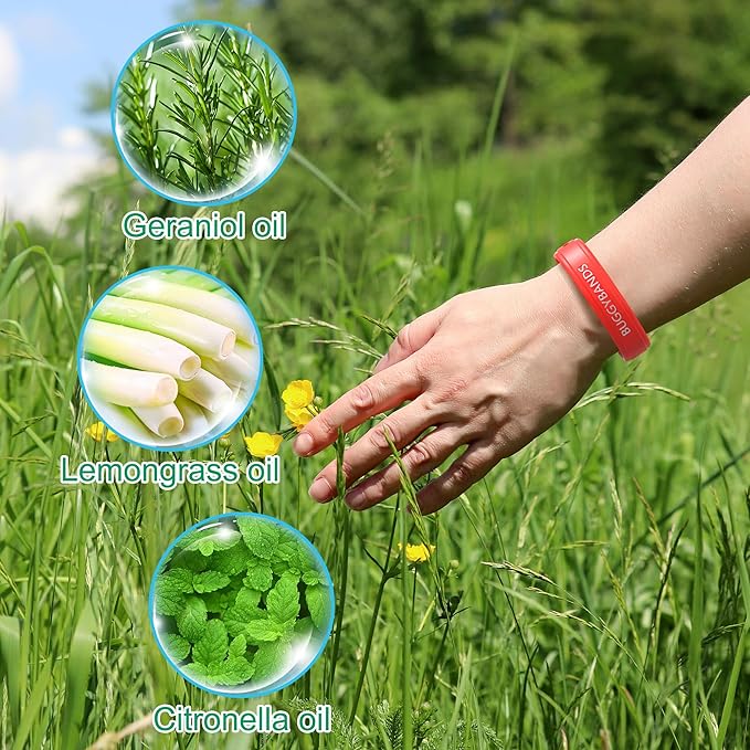 Mosquito Repellent Bracelets, 4 Pack Silicone Mosquito Repellent Wristbands, DEET-Free Insect & Bug Repellent Wrist Bands for Adults and Kids Indoor Outdoor Use
