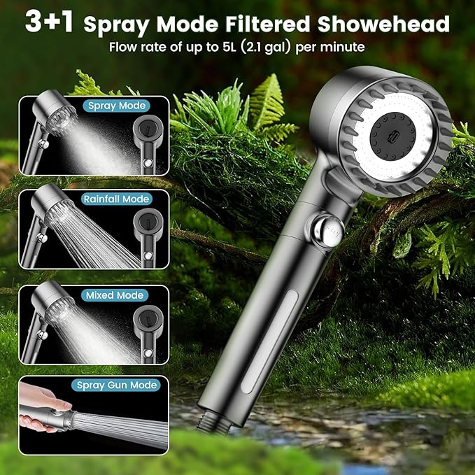Upgrade Portable Camping Shower, 6000mAh Rechargeable Electric Shower Pump with 18 Stage Filtered Shower Head, Smart Digital Display, Outdoor Camp Shower for Camping, Hiking, RV Travel