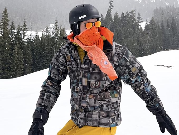Grand Canyon National Park Map Survival Bandana - Ultra-Light Emergency Navigation Scarf - Lightweight Signal Blaze Orange Lightweight Hiking Camping