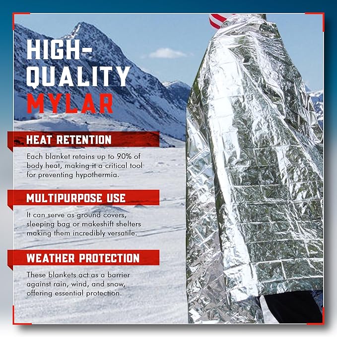 Mart Cobra Emergency Blankets x6 Survival Gear and Equipment Space Blanket Mylar Blankets Thermal Blanket Survival Blanket Survival Kits Emergency Kit Emergency Supplies Foil Blanket Camping Shelter