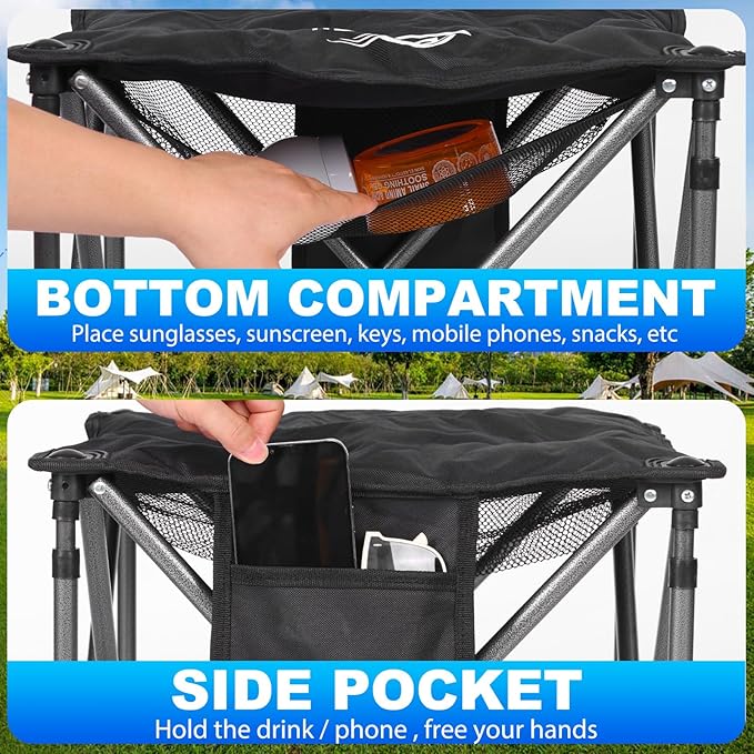 2 Pack Camping Stool Oversized Camping Foot Stool Ottoman Padded Camping Chair Foot Rest 450 lbs Heavy Duty Camp Stool Foldable Footrest